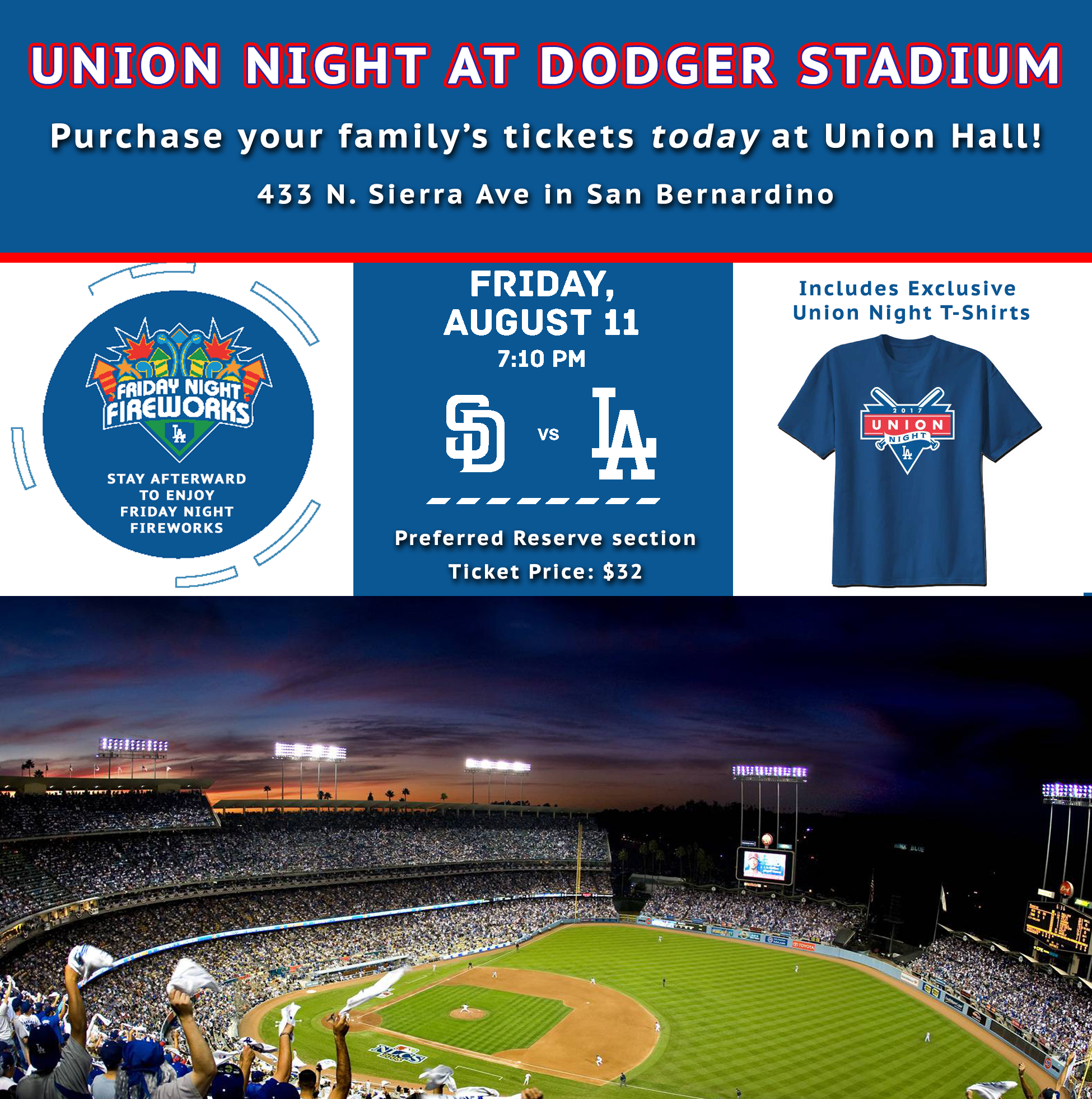 Union Night at Dodger Stadium: August 11